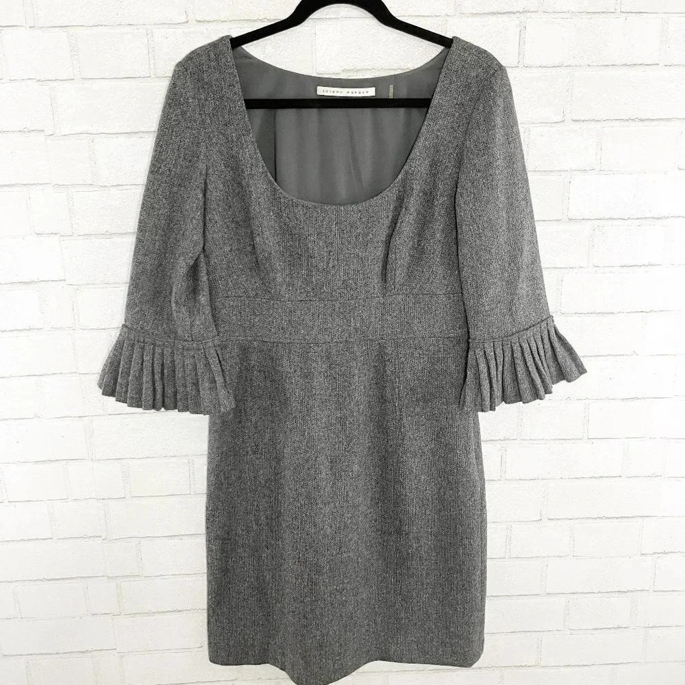 Susana Monaco Gray 100% Wool Ruffle Sleeve Dress Women's Size 10